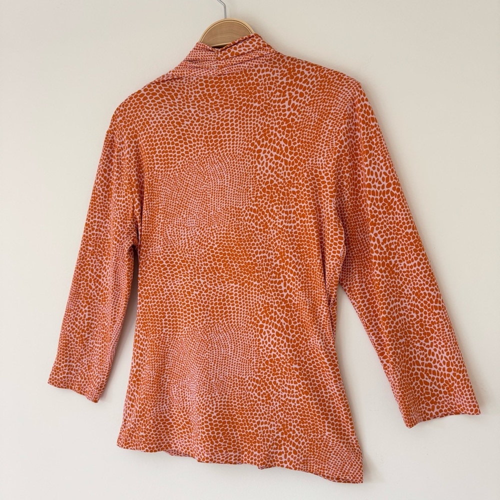 J. McLaughlin Catalina Cloth Vibrant Orange Patterned Faux Wrap Blouse Top Sz M - Picture 9 of 12